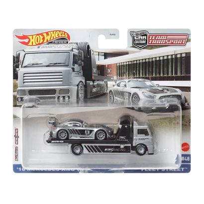 Машинка Premium Hot Wheels '16 Mercedes-AMG GT3 и Транспортер Fleet Street Team Transport 1:64 HCR39 Silver 2шт - Retromagaz