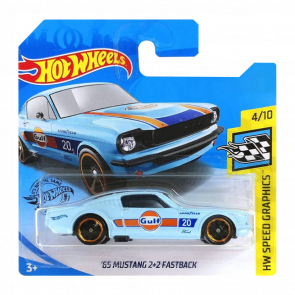 Машинка Базова Hot Wheels '65 Mustang 2+2 Fastback Gulf Speed Graphics 1:64 GHC86 Light Blue - Retromagaz