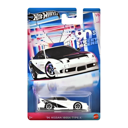 Тематична Машинка Hot Wheels '96 Nissan 180SX Type X '90s Street Scene 1:64 JCB57 White - Retromagaz