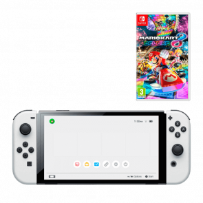 Набор Консоль Nintendo Switch OLED Model HEG-001 64GB White Новый + Игра Mario Kart 8 Deluxe Русские Субтитры