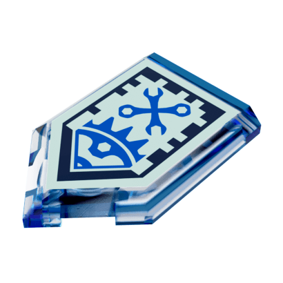 Плитка Lego Модифікована Декоративна Pentagonal Nexo Power Shield Pattern Mech Master 2 x 3 22385pb013 6133350 Trans-Dark Blue 4шт Б/У - Retromagaz