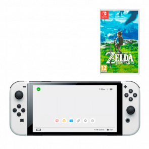 Набір Консоль Nintendo Switch OLED Model HEG-001 64GB White Б/У + Гра The Legend of Zelda Breath of The Wild Російська Озвучка Б/У - Retromagaz