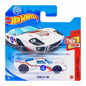 Машинка Базова Hot Wheels Ford GT-40 Gumball 3000 Then and Now 1:64 GTB33 White - Retromagaz