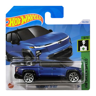 Машинка Базова Hot Wheels Silverado EV RST Green Speed 1:64 HRY63 Blue - Retromagaz