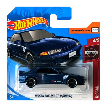 Машинка Базовая Hot Wheels Skyline GT-R (BNR32) Yokohama Nissan 1:64 FYB74 Metallic Blue - Retromagaz