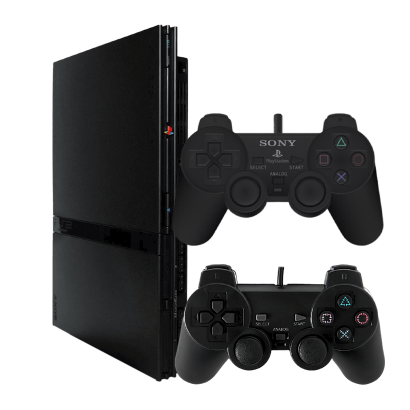 Набір Консоль Sony PlayStation 2 Slim SCPH-7xxx Chip Black Б/У  + Геймпад Дротовий DualShock 2 SCPH-10010 - Retromagaz