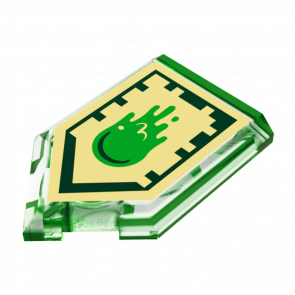 Плитка Lego Модифицированная Декоративная Pentagonal Nexo Power Shield Pattern Slime Blast 2 x 3 22385pb034 6132662 Trans-Bright Green 4шт Б/У - Retromagaz