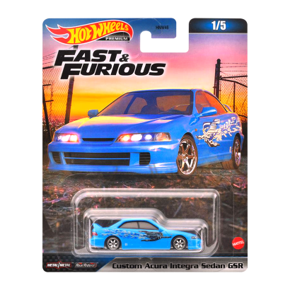 Машинка Premium Hot Wheels Custom Acura Integra Sedan GSR Fast & Furious 1:64 HNW46/HKD27 Light Blue - Retromagaz