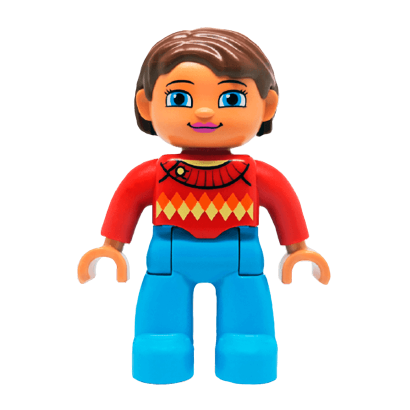 Фігурка Lego Girl Medium Blue Legs Red Sweater Duplo 47394pb180 Б/У - Retromagaz