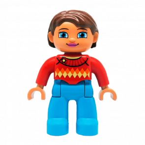 Фігурка Lego Girl Medium Blue Legs Red Sweater Duplo 47394pb180 Б/У