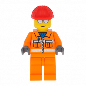 Фигурка Lego Construction 973pb0263 Worker Red Helmet Silver Sunglasses City cty0125 Б/У