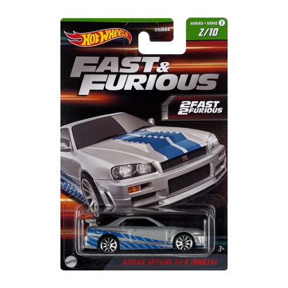 Тематична Машинка Hot Wheels Nissan Skyline GT-R (BNR34) Fast & Furious 1:64 HNR88/HNT02 Silver - Retromagaz