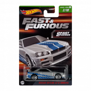 Тематична Машинка Hot Wheels Nissan Skyline GT-R (BNR34) Fast & Furious 1:64 HNR88/HNT02 Silver - Retromagaz