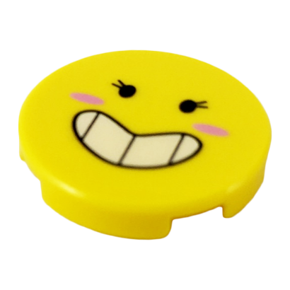 Плитка Lego Круглая Декоративная Bottom Stud Holder with Black Eyes with Eyelashes Large Smile Showing Teeth 2 x 2 14769pb224 6227400 Yellow 4шт Б/У - Retromagaz