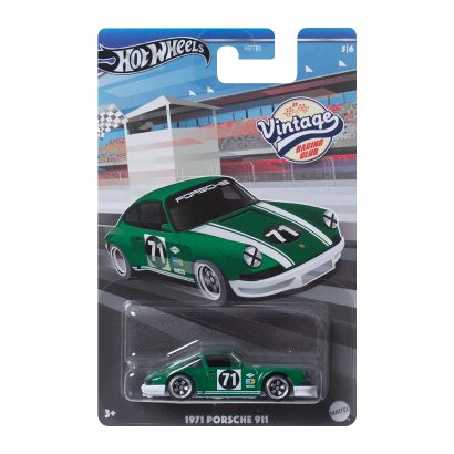 Тематическая Машинка Hot Wheels 1971 Porsche 911 Vintage Racing Club 1:64 HRT81/HRV04 Green - Retromagaz