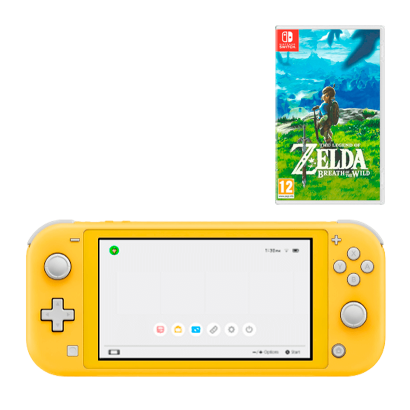 Набір Консоль Nintendo Switch Lite 32GB (045496452681) Yellow Б/У + Гра The Legend of Zelda Breath of The Wild Російська Озвучка Б/У - Retromagaz