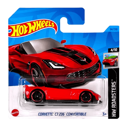 Машинка Базовая Hot Wheels Corvette C7 Z06 Convertible Roadsters 1:64 HKH41 Red - Retromagaz