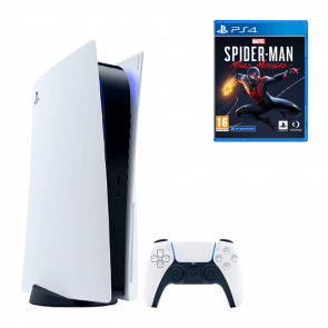 Набор Консоль Sony PlayStation 5 Blu-ray 825GB White Б/У  + Игра Marvel's Spider-Man: Miles Morales Русская Озвучка - Retromagaz