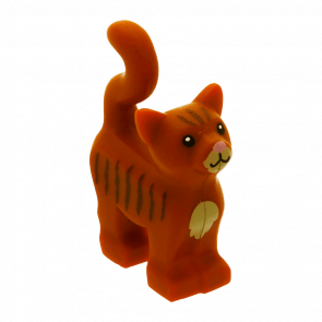 Фігурка Lego Земля Cat Dark Tan Chest and Muzzle Dark Brown Stripes Bright Pink Nose Animals 13786pb02 6057751 6182674 Dark Orange Б/У