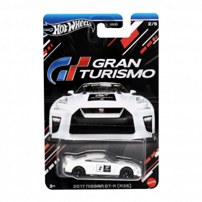 Тематическая Машинка Hot Wheels '17 Nissan GT-R (R35) Gran Turismo 1:64 HRV64 White - Retromagaz