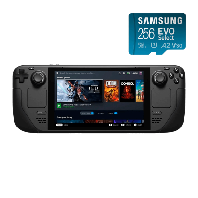 Набір Консоль Valve Steam Deck 64GB Black Новий  + Карта Пам'яті Samsung Evo Select 256GB - Retromagaz