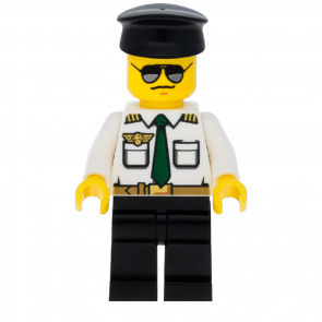 Фигурка Lego Airport Pilot White Shirt with Dark Green Tie and Belt City cty0403 Б/У