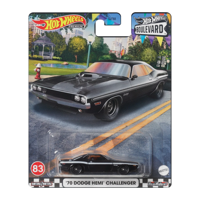 Машинка Premium Hot Wheels '70 Dodge Hemi Challenger Boulevard 1:64 GJT68/HKF25 Black - Retromagaz