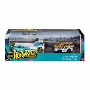 Машинка Premium Hot Wheels Pandem Subaru BRZ / Nissan Maxima Drift Car / Custom Datsun 240Z / Fleet Street Greddy Diorama 1:64 HRT53 White 4шт - Retromagaz