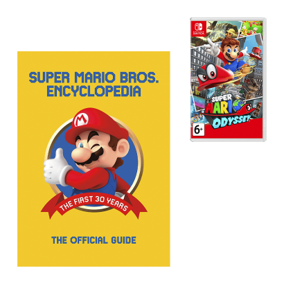 Набор Артбук Super Mario Encyclopedia: The Official Guide to the First 30 Years Nintendo Новый + Игра Switch Super Mario Odyssey Русские Субтитры - Retromagaz