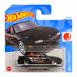 Машинка Базовая Hot Wheels '91 Mazda MX-5 Miata J-Imports 1:64 HTC47 Black - Retromagaz