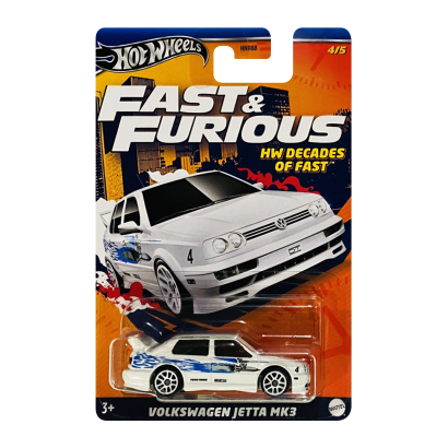 Тематична Машинка Hot Wheels Volkswagen Jetta MK3 Decades of Fast & Furious 1:64 HNR88/HRW44 White - Retromagaz