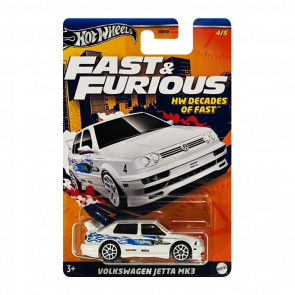 Тематическая Машинка Hot Wheels Volkswagen Jetta MK3 Decades of Fast & Furious 1:64 HNR88/HRW44 White