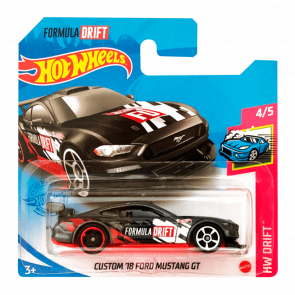 Машинка Базовая Hot Wheels Formula Drift Custom '18 Ford Mustang GT Drift 1:64 GTB25 Black - Retromagaz