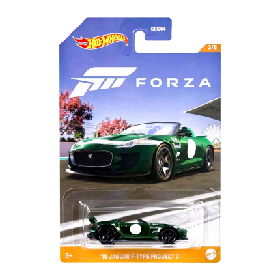 Тематическая Машинка Hot Wheels '15 Jaguar F-Type Project 7 Forza 1:64 HLK27 Green - Retromagaz