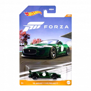 Тематическая Машинка Hot Wheels '15 Jaguar F-Type Project 7 Forza 1:64 HLK27 Green - Retromagaz