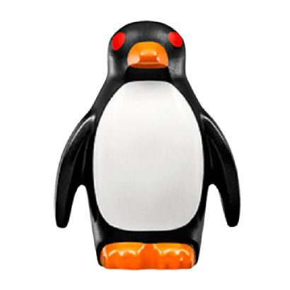 Фігурка Lego Земля Penguin with Flippers and Stud on Back with Orange Beak White Stomach Red Eyes Animals 26076pb02 1 6179133 Black Б/У - Retromagaz