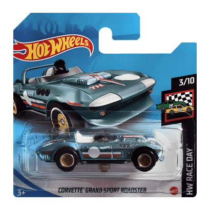 Машинка Базова Hot Wheels Corvette Grand Sport Roadster Super Treasure Hunt STH Race Day 1:64 GTC99 Teal - Retromagaz