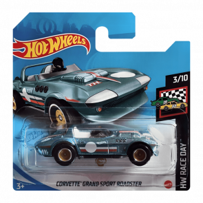 Машинка Базова Hot Wheels Corvette Grand Sport Roadster Super Treasure Hunt STH Race Day 1:64 GTC99 Teal - Retromagaz