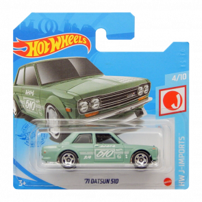 Машинка Базова Hot Wheels '71 Datsun 510 J-Imports 1:64 GTB02 Green - Retromagaz