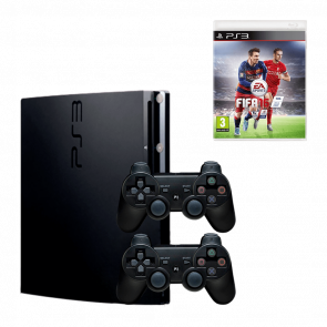 Набор Консоль Sony PlayStation 3 Slim 320GB Black Б/У + Игра FIFA 6 Русская Озвучка + Геймпад Беспроводной RMC Новый