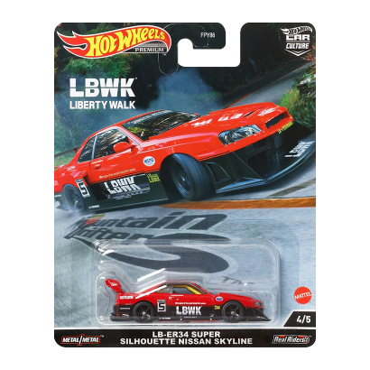 Машинка Premium Hot Wheels LB-ER34 Super Silhouette Nissan Skyline Mountain Drifters 1:64 HCJ81 Red - Retromagaz