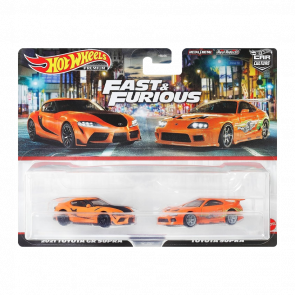 Машинка Premium Hot Wheels 2шт 2021 Toyota GR Supra / Toyota Supra Fast & Furious 2-Packs 1:64 HKF54 Orange - Retromagaz