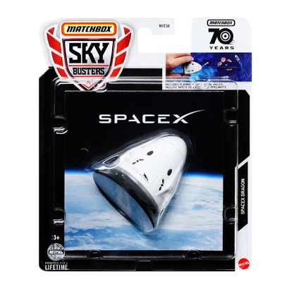 Тематическая Машинка Matchbox SpaceX SpaceX Dragon Sky Busters 1:64 HVM42 White - Retromagaz