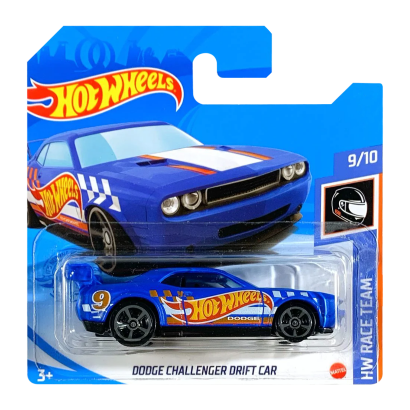 Машинка Базова Hot Wheels Dodge Challenger Drift Car Race Team 1:64 GRY22 Blue - Retromagaz