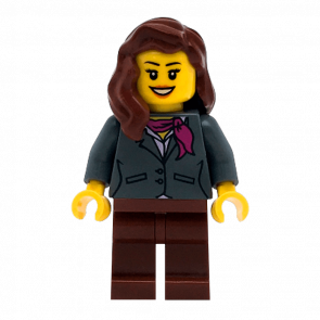 Фигурка Lego People 973pb0639 Dark Bluish Gray Jacket with Magenta Scarf City twn196 Б/У