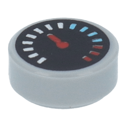 Плитка Lego Круглая Декоративная Black Gauge with Red Pointer and White Medium Azure and Red Tick Marks 1 x 1 98138pb175 35381pb175 6329581 Light Bluish Grey 4шт Б/У - Retromagaz