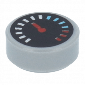 Плитка Lego Круглая Декоративная Black Gauge with Red Pointer and White Medium Azure and Red Tick Marks 1 x 1 98138pb175 35381pb175 6329581 Light Bluish Grey 4шт Б/У