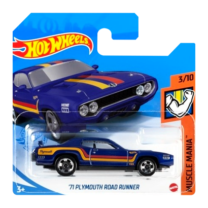 Машинка Базовая Hot Wheels '71 Plymouth Road Runner Muscle Mania 1:64 GTB42 Blue - Retromagaz