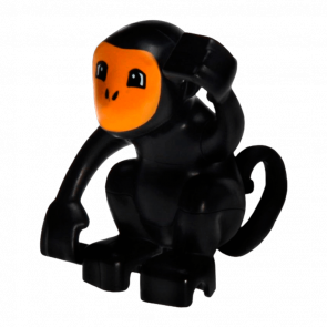 Фигурка Lego Animals Monkey Curled Tail Bright Light Orange Face Duplo 60363c01pb01 Black Б/У