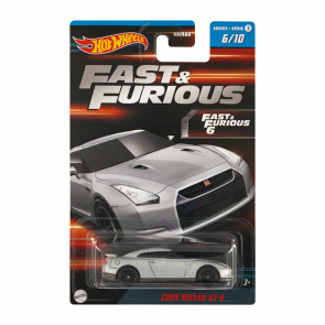 Тематическая Машинка Hot Wheels 2009 Nissan GT-R Fast & Furious 1:64 HNR88/HNT16 Metallic Silver - Retromagaz